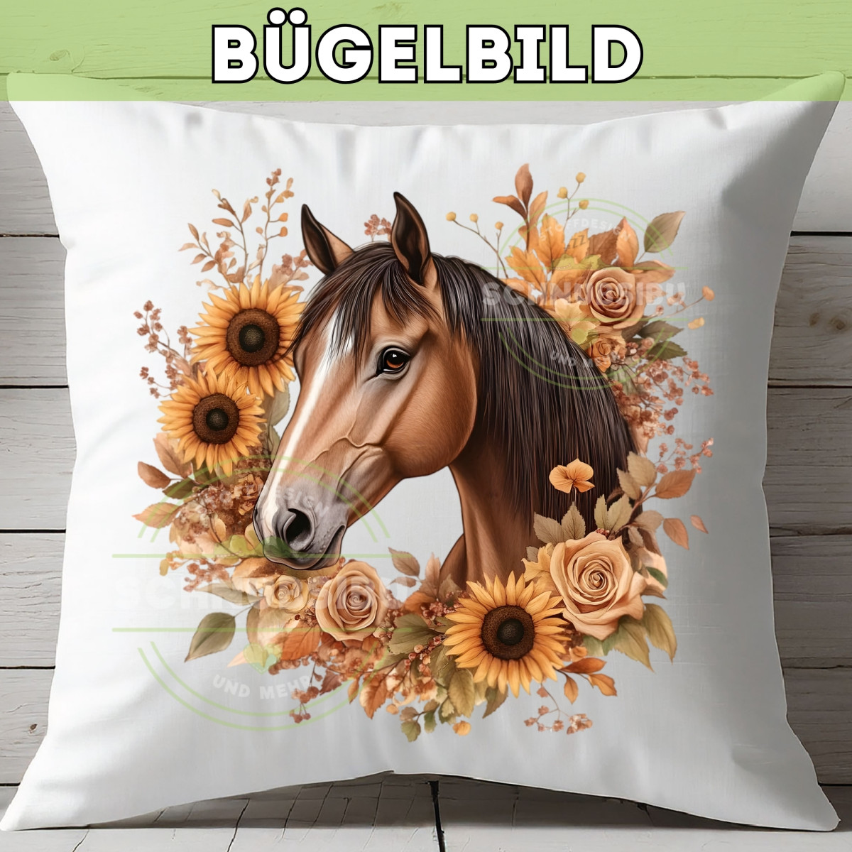 Bügelbild Sonnenblumen-Pferd